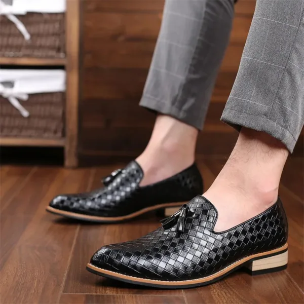 Mocassins à glands en cuir effet tressé pour homme – Image 6