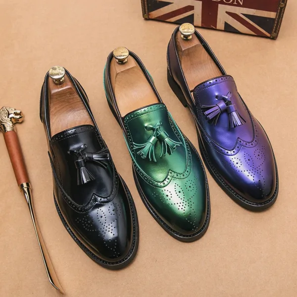 Mocassins à gland violet métallique pour hommes – Image 3