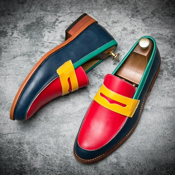 Mocassins multicolores en simili cuir pour homme – Image 3