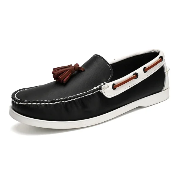 Mocassins bateau tricolores plats en cuir pour homme
