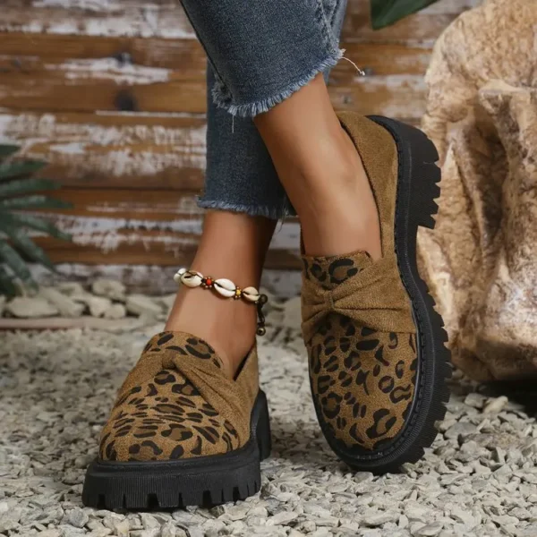 Mocassins léopard tendance avec semelle épaisse pour femme – Image 4