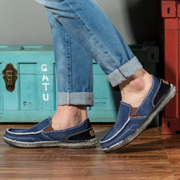 Mocassins décontractés en toile jean pour homme