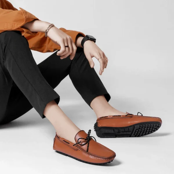 Mocassins bateau style vintage effet cuir pour homme