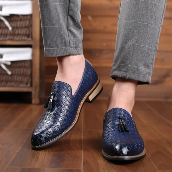 Mocassins à glands en cuir effet tressé pour homme – Image 5