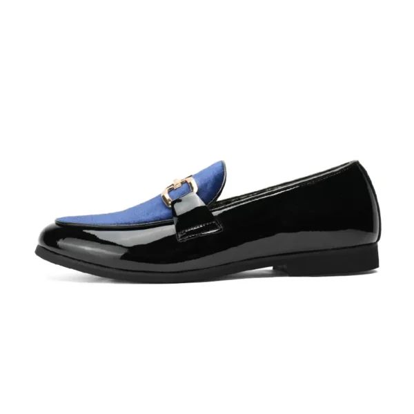 Mocassins habillés vernis noir et velours à mors dorés – Image 5