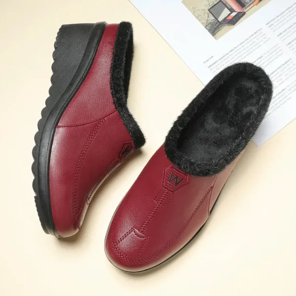 Mocassins fourrés à semelles compensées faciles à enfiler pour femme – Image 4