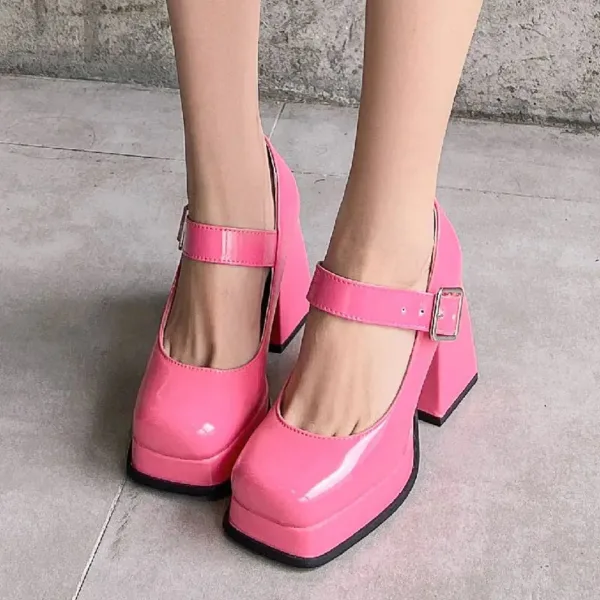 Mocassin Mary Jane vernis à talon carré – Image 5