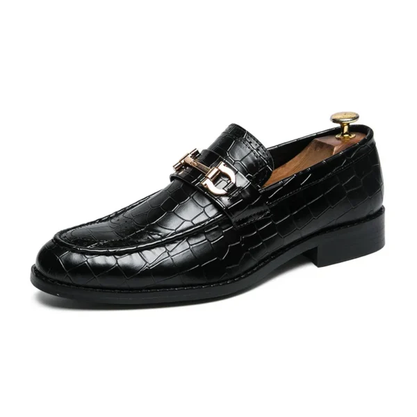 Mocassin en cuir végan effet croco et à boucle dorée – Image 8
