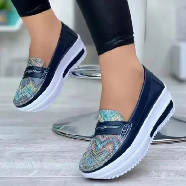 Mocassins compensés type baskets détails brillants – Image 3