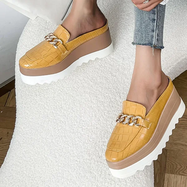 Mocassins ouverts compensés effet cuir pour femme – Image 5