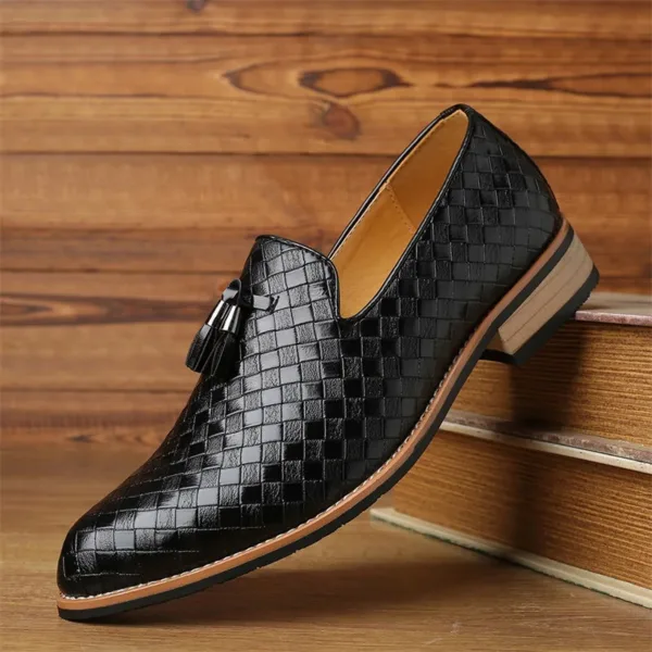 Mocassins à glands en cuir effet tressé pour homme – Image 3