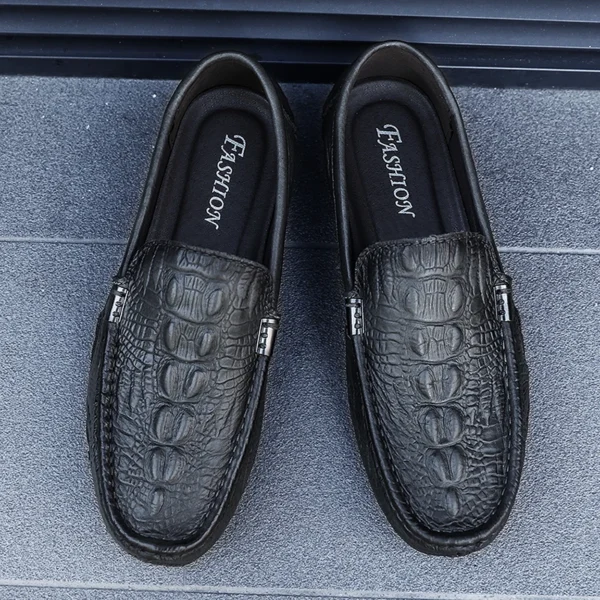 Mocassins en cuir véritable à motifs crocodile – Image 9