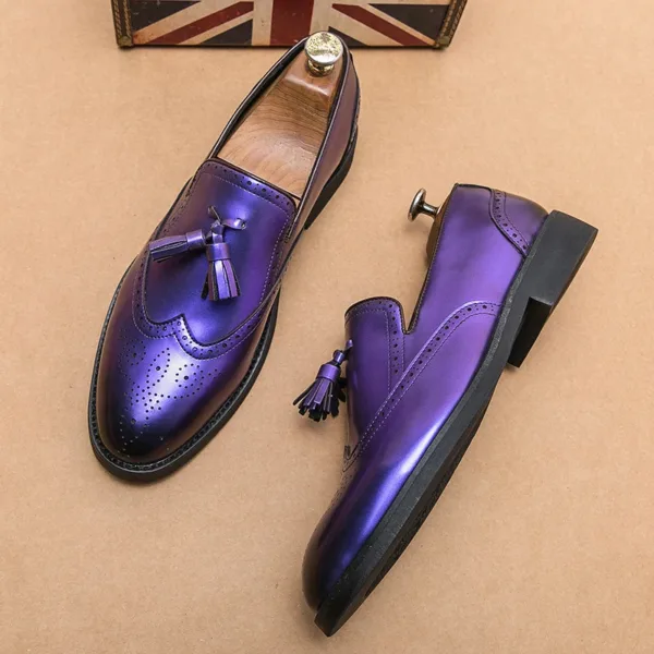 Mocassins à gland violet métallique pour hommes – Image 2