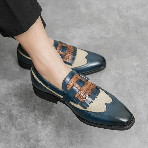 Mocassins bicolores à franges avec boucle – Image 6