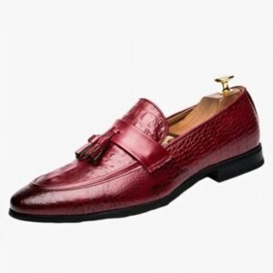 Mocassins à glands effet cuir crocodile