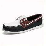 Mocassins bateau tricolores plats en cuir pour homme