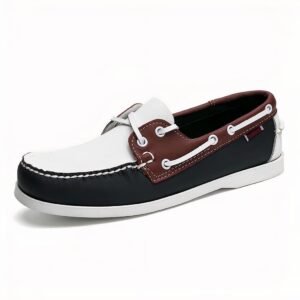 Mocassins bateau tricolores plats en cuir pour homme