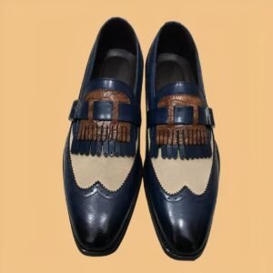 Mocassins bicolores à franges avec boucle