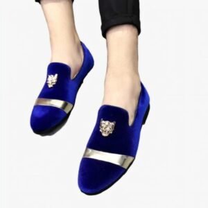 Mocassins de mariage en velours avec écusson tigre