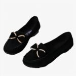 Mocassins décontractés avec un nœud papillon noir pour femmes