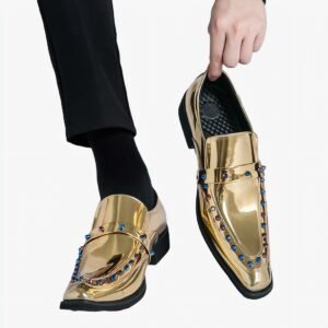 Mocassins dorés brillants pour homme