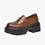 Mocassins en cuir à bout rond pour femme