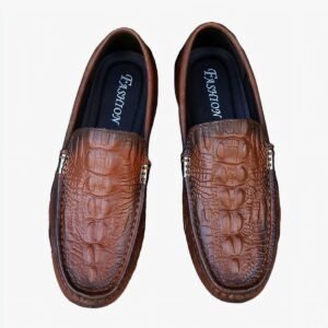 Mocassins en cuir véritable à motifs crocodile