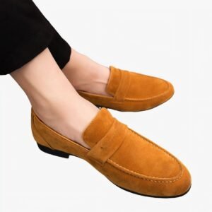 Mocassins en daim à talon carré pour hommes