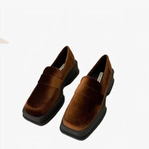 Mocassins en velours à talon pour femme