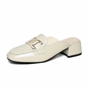 Mocassins mule à talons carrés pour femme