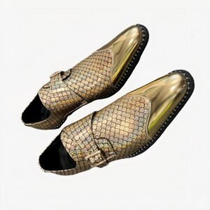 Mocassins pointus dorés pour hommes