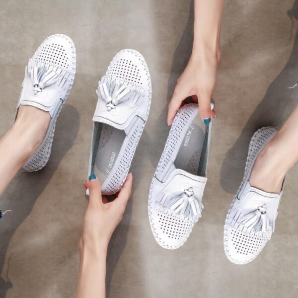 Mocassins souples ajourés à glands pour femme