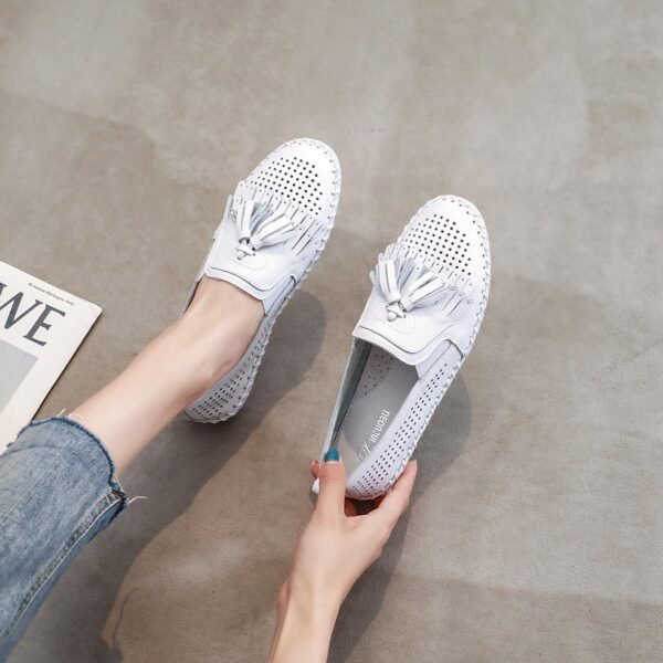 Mocassins souples ajourés à glands pour femme
