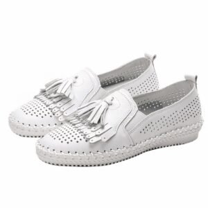 Mocassins souples ajourés à glands pour femme