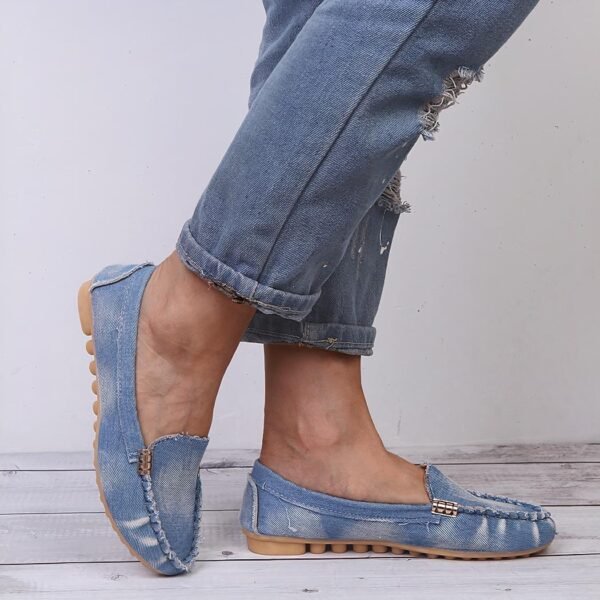 Mocassins souples décontractés en jean délavé