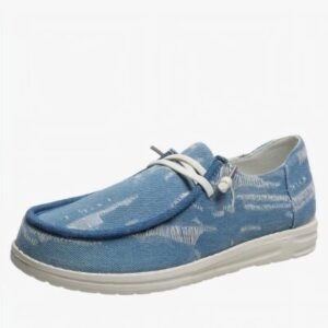 Mocassins souples style bateau en jean bleu pour femme